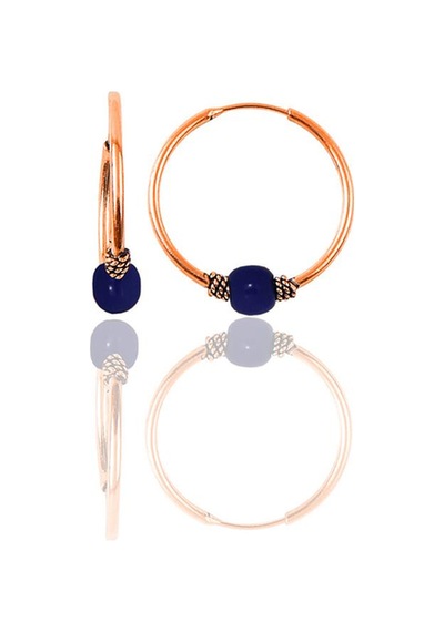 Gümüş Rose 14 Mm Çivit Mavisi Halka Küpe