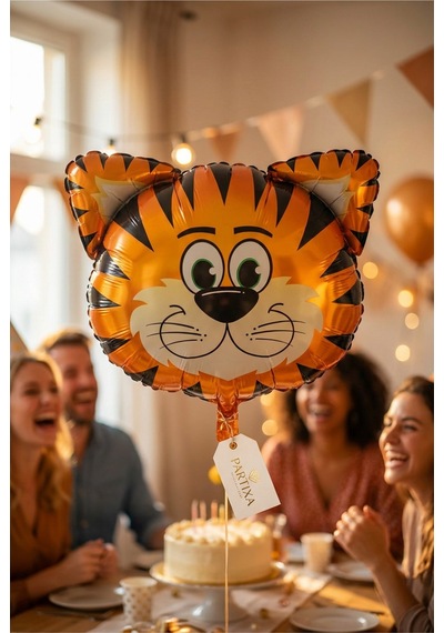 Safari Kaplan Kafa Folyo Balon 35x41 Cm Safari Temalı Çocuk Doğum Günü Parti Süsü Çok Renkli