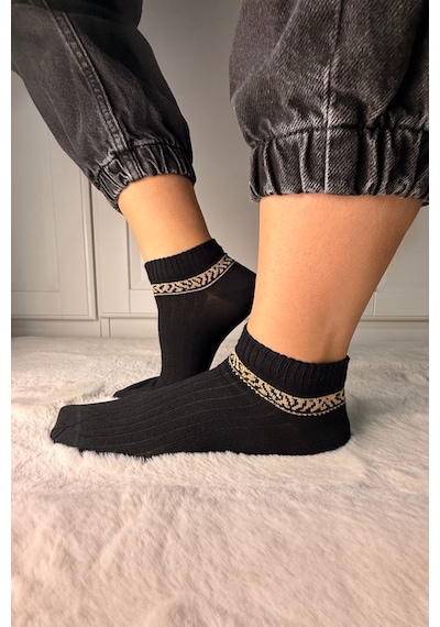 Ozzy Socks 3 Çift Kadın Taş Detaylı Dikişsiz & Takviyeli Patik Çorap Kırmızı