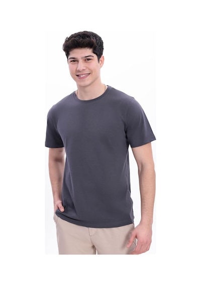 Freemen Erkek/unisex Bisiklet Yaka Basic Tişört %100 Pamuk Antrasit