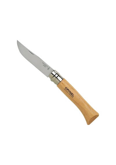Opinel İnox No 10 Kayın Saplı Paslanmaz Çelik Kamp Çakı Kahverengi