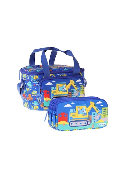 Kaukko Kids Erkek Çocuk Dinazor Ve İş Makinesi Baskılı Mavi - Sarı Thermo Beslenme Çantası Ve Kalemlik Seti - Setkk-l5370 Kaukko Kids Erkek Çocuk Dinazor Ve İş Makinesi Baskılı Mavi - Sarı Thermo Beslenme Çantası Ve Kalemlik Seti - Setkk-l5370