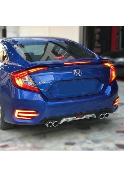 Honda Civic Fc5 2016 - 2021 Difüzör 4 Egsoz Görünümlü Gri