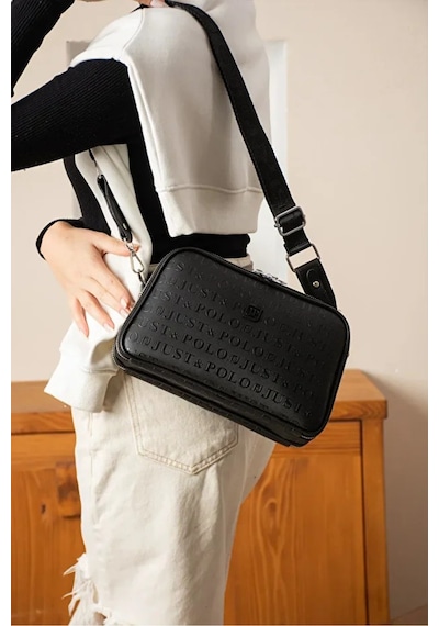 Just Polo Kadın Ayarlanabilir Askılı Su Geçirmez Lüks Omuz Çantası Shoulder Bag Ebat: 16 X 26 Cm Siyah