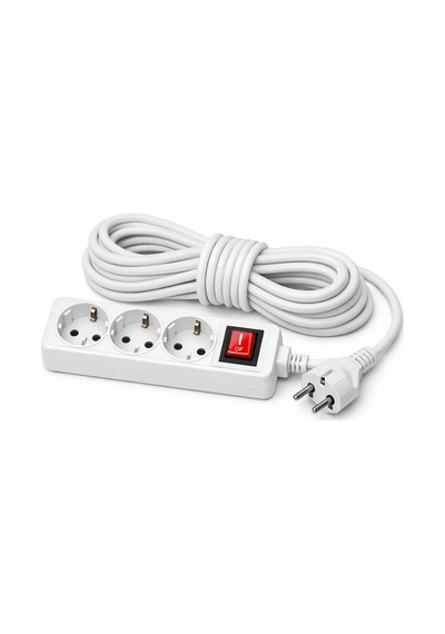 Anahtarlı 3'lü Priz 3 Metre Topraklı Uzatma Kablosu Çoklu Grup Beyaz 16a-250v Diger