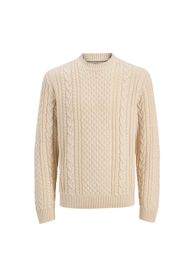 Jack & Jones Erkek Jprblucallum Bisiklet Yaka Pamuklu Örme Kazak 12299945 Krem