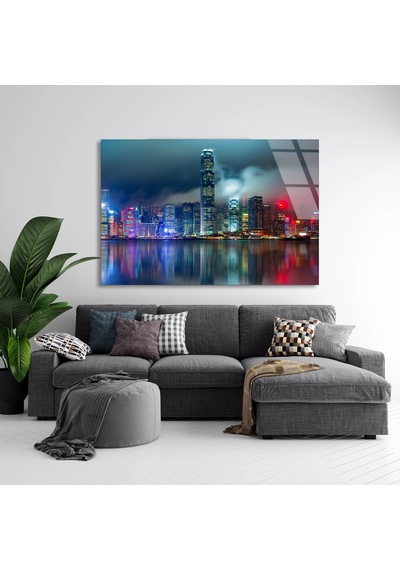 Hong Kong Manzarası - Cam Tablo - Deg1175 125 X 80 Cm