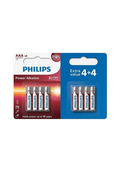 Power Alkaline Lr03p8bp/10 1.5v Aaa İnce Kalem Pil 4+4 8 Li Paket