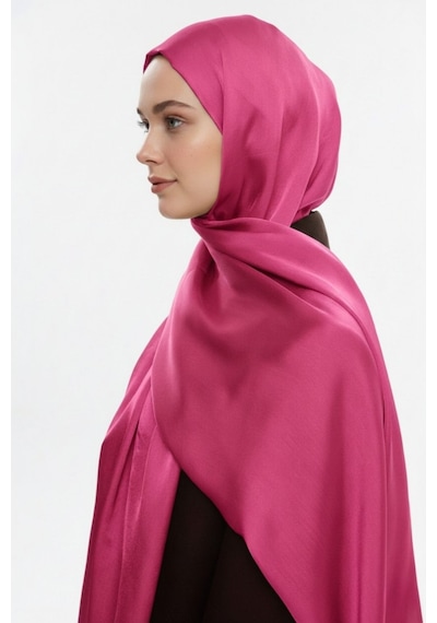Mizalle & Yaqa Özel Saten Dokulu Pembe Şal Pembe