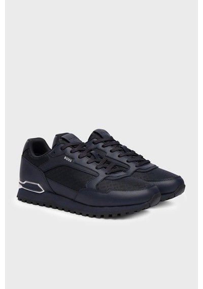 Boss Logolu Deri Sneaker Ayakkabı Erkek Ayakkabı 50568574 404 Lacivert