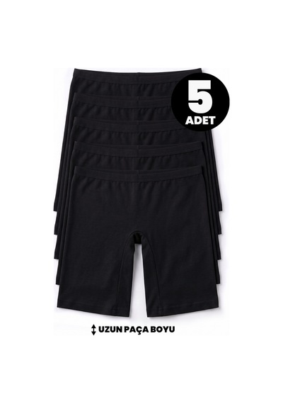 Öts Kız Çocuk 5 Li Pamuklu Boxer Pembe Uzun Premium Günlük Kullanım 8254-5 Siyah