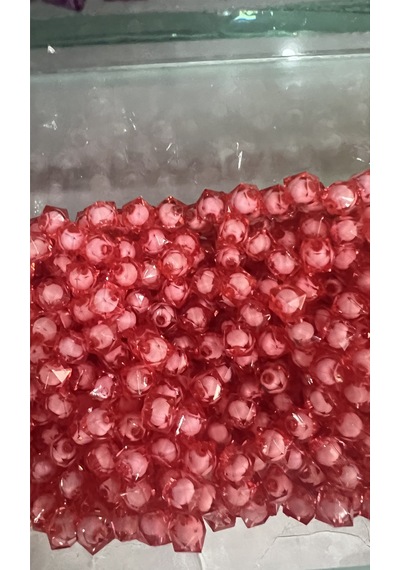 Kübik Serisi Nar Çiçeği Kristal Boncuk İçi İncili 10 Mm Janjanlı Akrilik Boncuk Takı, Çanta Boncuğu 50 Gr 100-110 Adet