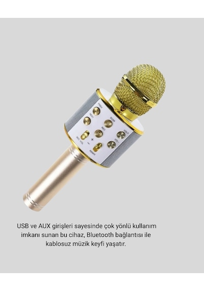 Bluetooth Karaoke Mikrofon Şarjlı Uzun Pil Ömürlü Çok Fonksiyonlu - Lisinya