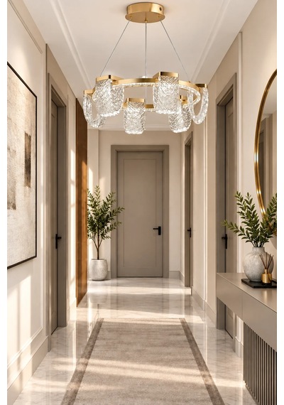 Modern Premium Led Avize Gold Kasa Salon Oturma Odası Lüks Sarkıt Avize 60w