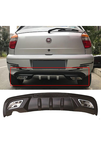 Fiat Palio Difüzör Difizör Siyah + Kare Egzoz Görünüm C Tip Uyumlu