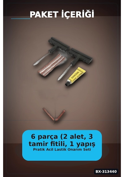Bay 6 Parçalı Patlak Lastik Tamir Kiti Araba Motosiklet Bisiklet Onarım Seti Bx-313440 Najmaddin