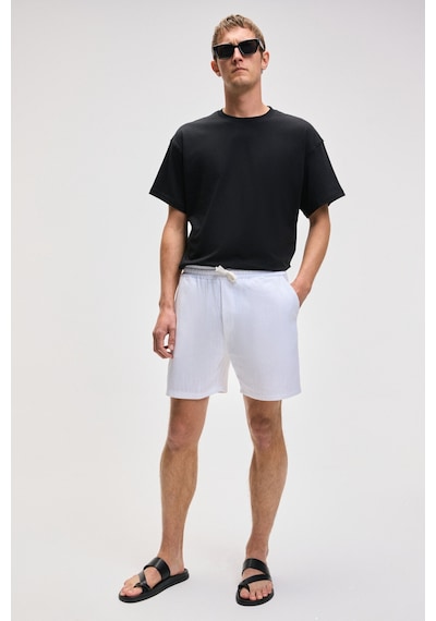 Grimelange FEON Erkek Oversize Geniş Kesim %100 Organik Pamuk Kalın Dokulu Yuvarlak Yaka Siyah T-Shirt