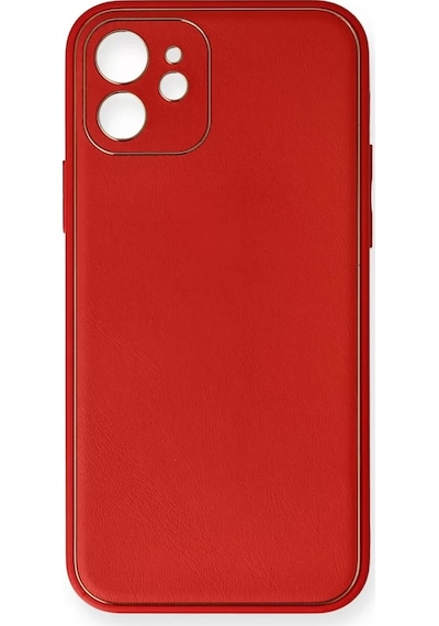 Newface Apple iPhone Uyumlu 12 Mini Kılıf Coco Deri Silikon Kapak - Kırmızı Diğer