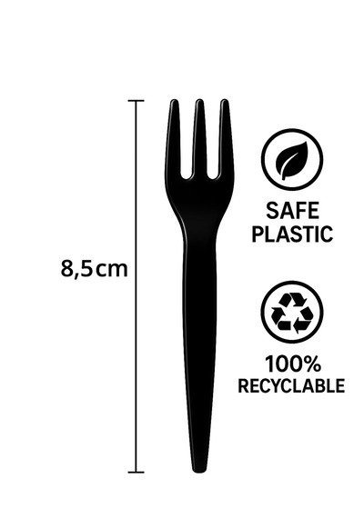 Patates,lokma,sunum Için Plastik Cips Çatalı 8,5 Cm Siyah 100 Adet