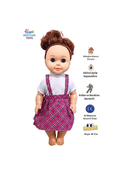Göbeğine Basınca Konuşan Gözleri Açılıp Kapanabilen Oyuncak Cansu Et Bebek Büyük Boy 40 Cm.