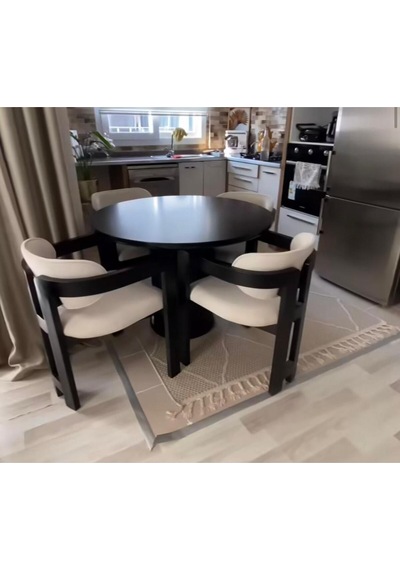 Avvio Bella Ptt Lake Mdf Ayak 4'lü Tokyo Metal Demonte Sandalye 90x90 Masa Sandalye Takımı Siyah