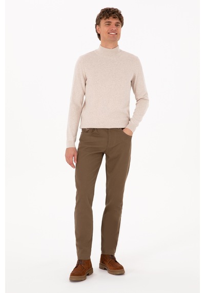 U.S. Polo Assn. Erkek Slim Fit Yarım Balıkçı Yaka Taş Basic Kazak 50307783-VR225