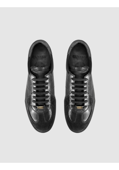 Cabani Hakiki Dana Deri Siyah Süet Erkek Sneaker Ayakkabı