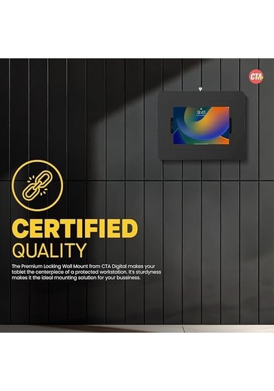 Cta Digital Kilitli İpad Duvar Montajı, İpad Pro 32.8 Cm İçin, Anahtar Kilidi, Siyah Pad-plwb