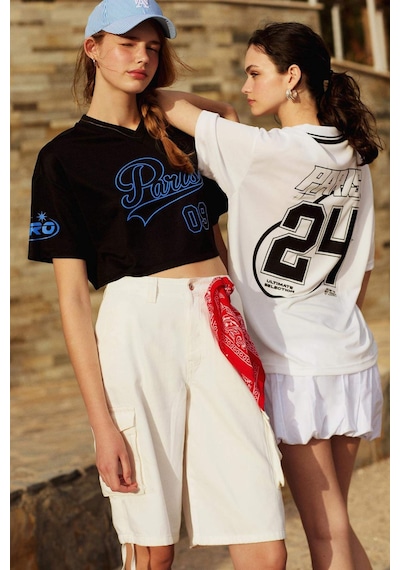 Defacto Coool Yüksek Bel Gabardin Bermuda Şort D1250AX24SMWT32 Beyaz