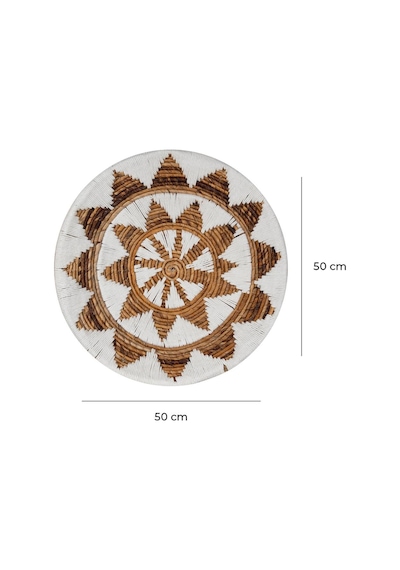 Bohem Hasır Yuvarlak Duvar Dekoru Bambu Ve Makrome İle Yapılan Duvar Süsü 50 Cm X 50 Cm-72
