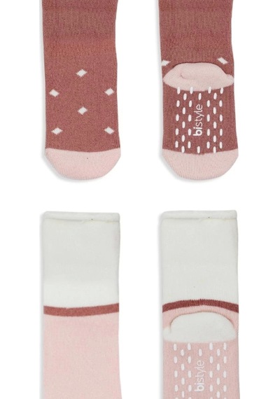 Bistyle Puanlı Kaymaz Havlu Soket Çorap 2'li Bs10502 Pudra Pembe Pudra Pembe Pudra - Pembe