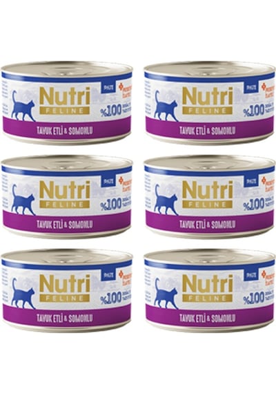 Nutri Feline Adult Pate 70gr Tavuk Etli &somonlu 6 Adet Yaş Yetişkin Kedi Maması