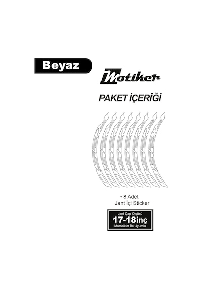 Rks R250 Motosiklet Jant İçi Sticker Etiket Modeli Beyaz