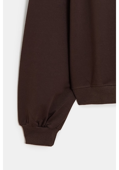 Sââde Kadın Oversize Bisiklet Yaka Basic Casual Sweatshirt Acı Kahverengi
