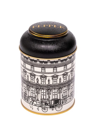 City Pepper Desenli Yuvarlak Metal Kutu, 9 X 11 Cm, 0.6 Lt