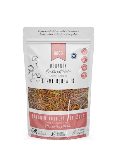 OG natural Organik Karışık Sebzeli Bakliyat Unlu Kesme Çorbalık 200gr +6 Ay
