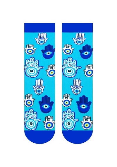 Carnaval Socks Fatma Ana Eli Desenli Renkli Soket Çorap Mavi