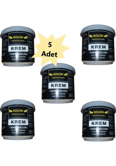 5 Adet Çok Amaçlı Ahşap Parke Masa Sehpa Çizik Çok Amaçlı Tamir Dolgu Macunu Krem 240 Gr
