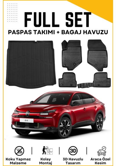 Citroen C4x 2024-2025 Model Birebir Uyumlu Bagaj Havuzu+paspas Seti