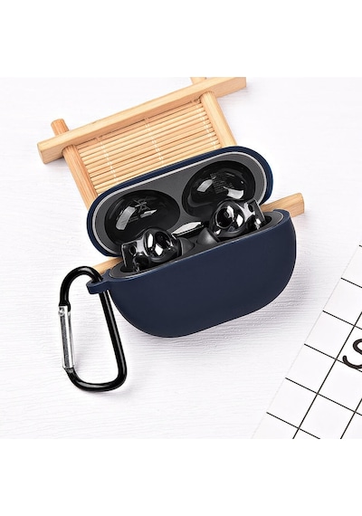 Koodmax Huawei Freebuds Pro Uyumlu Silikon Kılıf + Metal Kopça - Lacivert