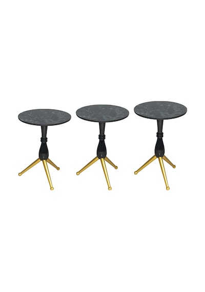 Zigon Sehpa BRC Çatal Model Ahşap Ayak Gold Renk Düz Siyah Temper Cam  El Yapım
