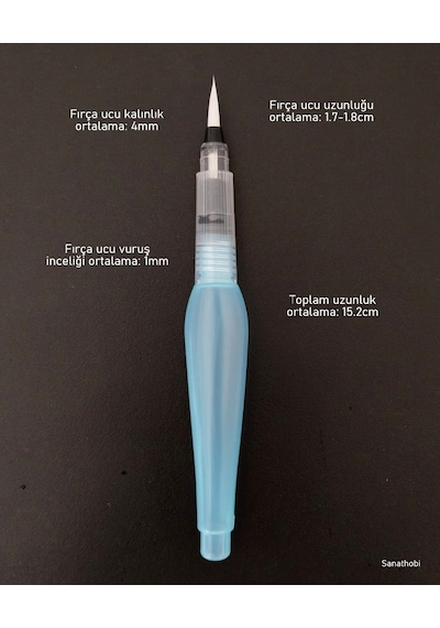 Fırça Uçlu, Brush Pen, Sulu Boya, Su Ve Mürekkep Hazneli, Boyama Kalem Mavi-m-s Beden