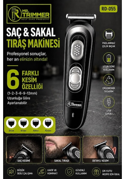 Jasper Jpr-055 Gri Saç Ve Sakal Tıraş Makinesi Profesyonellere Özel 6 Farklı Kesim 120 Dk Kullanım