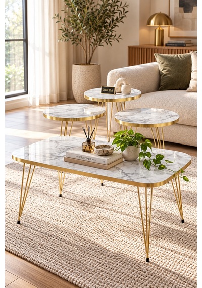 Odera Efes Beyaz Mermer Desenli Oval Orta Sehpa Ve Yuvarlak Zigon Sehpa 4'lü Set Gold Pvc Kenarlı Metal Ayaklı Retro Modern Salon Sehpası Diğer Odera Efes Beyaz Mermer Desenli Oval Orta Sehpa Ve Yuvarlak Zigon Sehpa 4'lü Set Gold Pvc Kenarlı Metal Ayaklı Retro Modern Salon Sehpası Diğer