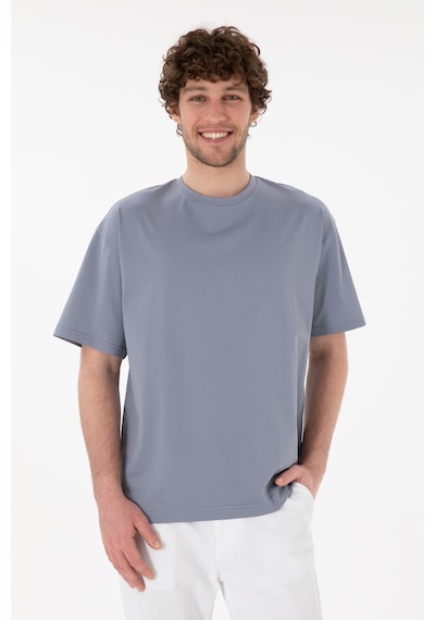 U.S. Polo Assn. Erkek Comfort Fit Bisiklet Yaka Mavi Merserize Basic Tişört 50313089-VR036