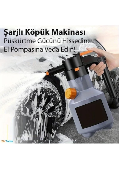 Zhltools 2l Yüksek Basınçlı Şarjlı Köpük Makinası Oto Yıkama Pompası Köpük Püskürtücü