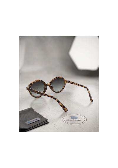 Yuvarlak Leopar Çerçeveli Siyah Camlı Modern Güneş Gözlüğü Unisex Model