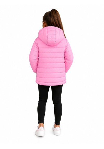 Dublino Kids Pembe Kız Çocuk Kapüşonlu Su Ve Rüzgar Geçirmez Şişme Mont