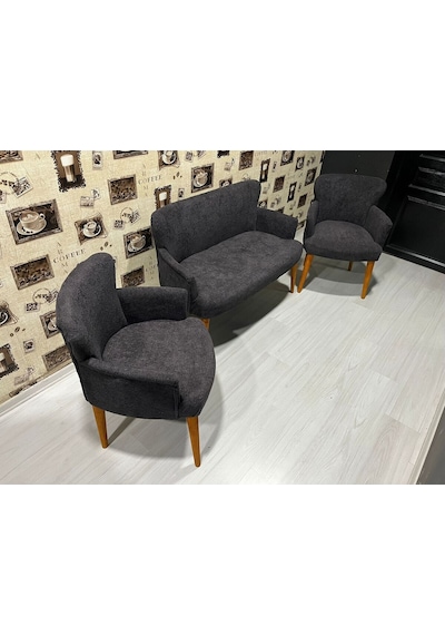 Venqm Bukle Çay Seti Koltuk Takımı Balkon Ofis Mutfak Antrasit