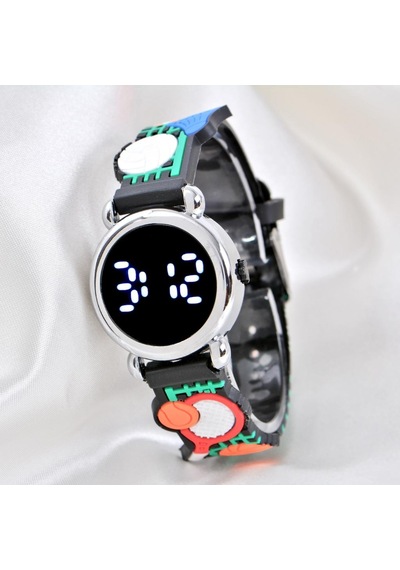 Çocuk Kol Saati Tenis Raket Desenli 04-09 Yaş Led Ekran Silikon Kordon St-304154